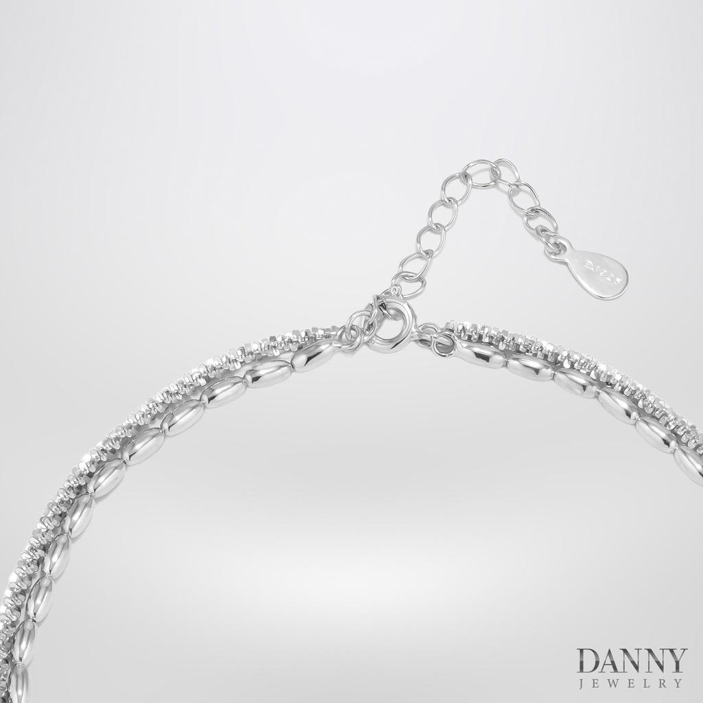 Lắc Chân Danny Jewelry Bạc 925 Xi Rhodium Hoạ tiết lấp lánh LACY171