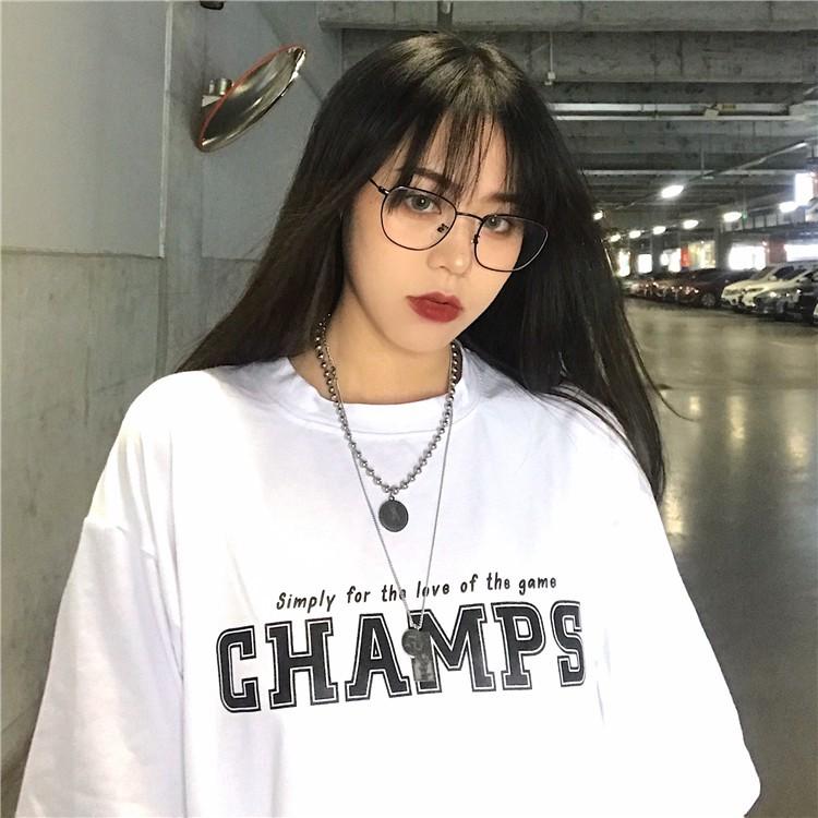 Áo thun Unisex CHAMPS, áo phông form rộng UNISEX nam nữ, tay lỡ form thụng THỜI TRANG AOMIVN
