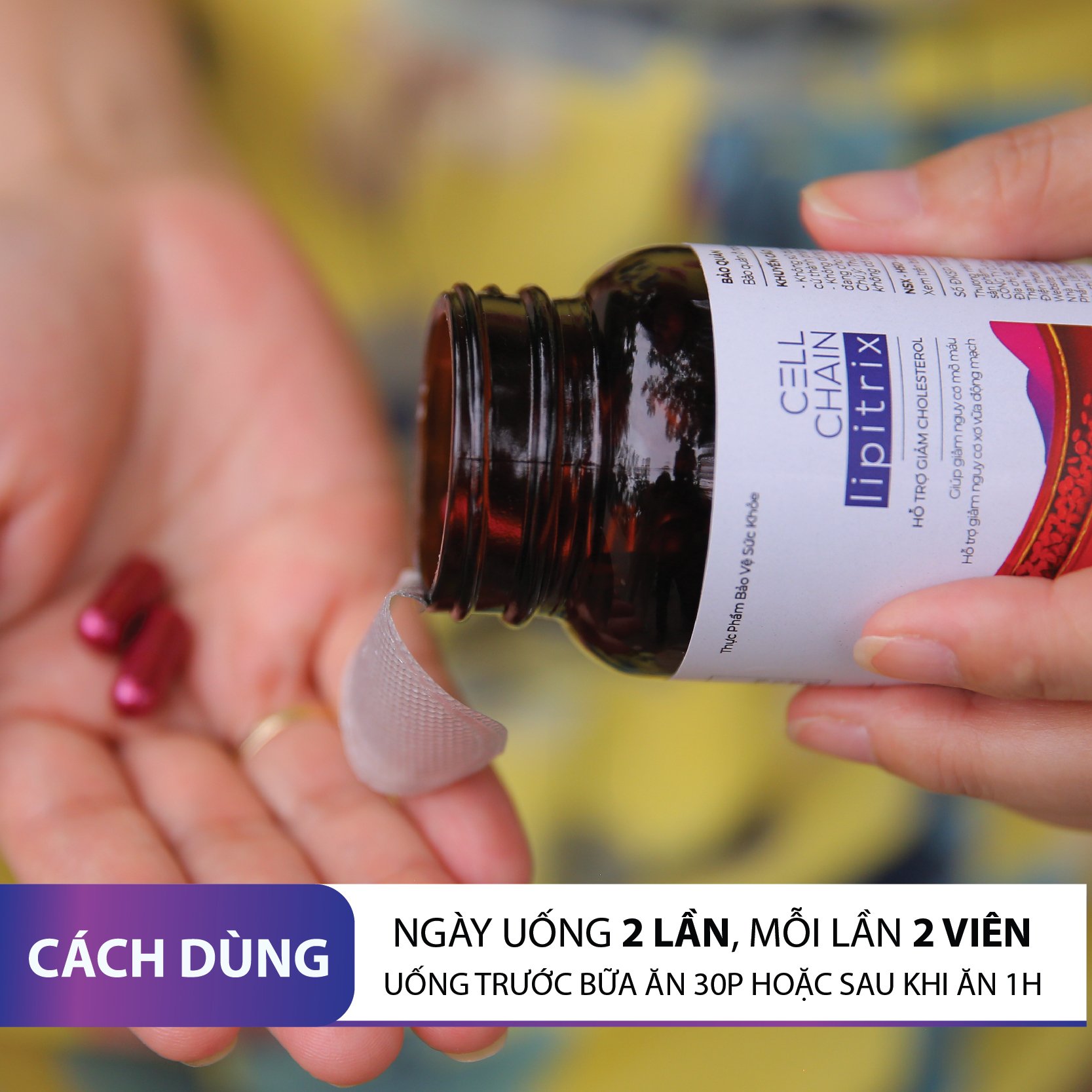 Viên uống Cellchain Lipitrix - Hỗ Trợ Giảm Cholesteron trong máu Hộp 90 viên
