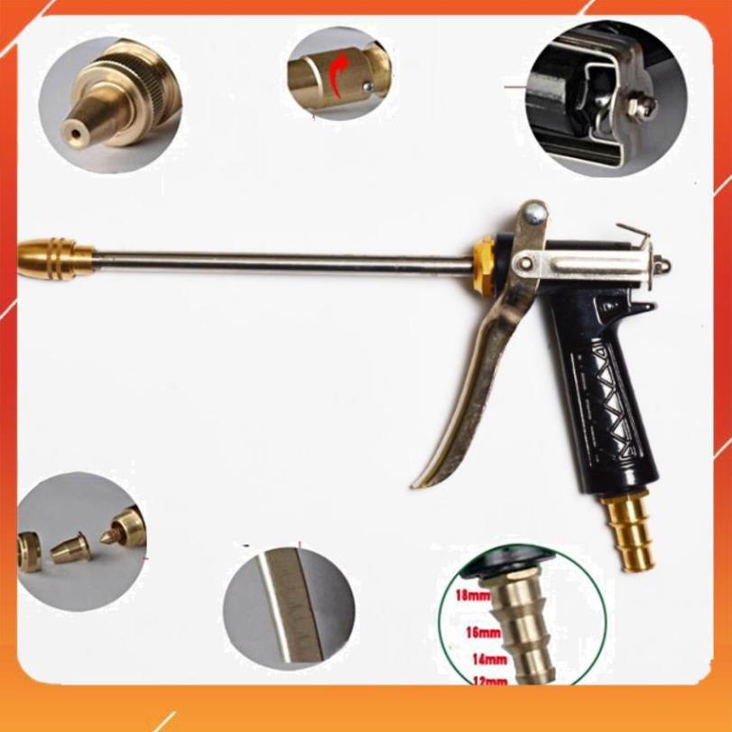 Bộ dây vòi xịt bơm nước tưới rửa , tăng áp 3 lần, loại 7m,10m 206318 đầu đồng,cút,nối vàng+ túi đựng bút