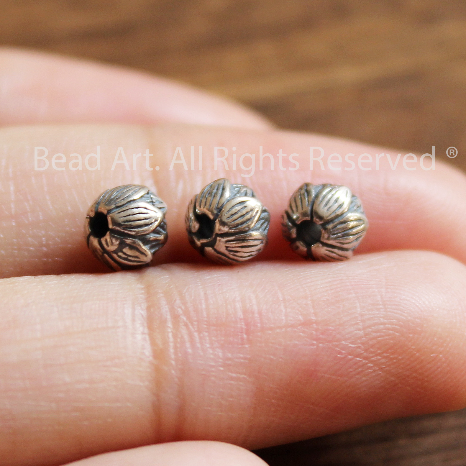 [1 Cái] Charm Hoa Sen Bạc 925 5.5MM, Phối Vòng Tay Phong Thuỷ, Trang Sức, Chuỗi Hạt - Bead Art