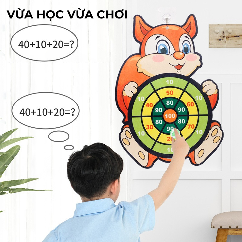 [Có sẵn] Đồ chơi Bảng ném bóng dính tính điểm cho bé hình con vật ngộ nghĩnh tặng kèm 3 trái bóng