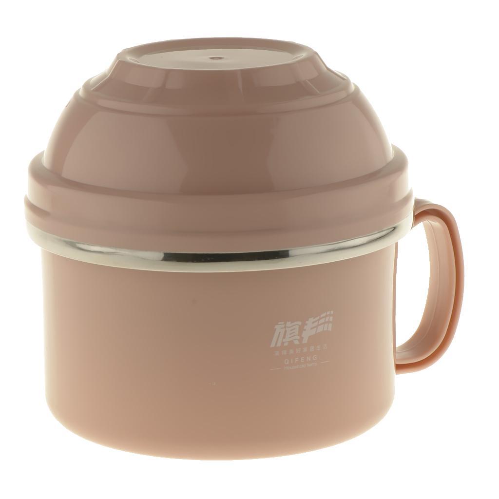 Stainless Steel Double Wall Thermal Bento Lunch Box Noodle Bowl 1200ML Pink