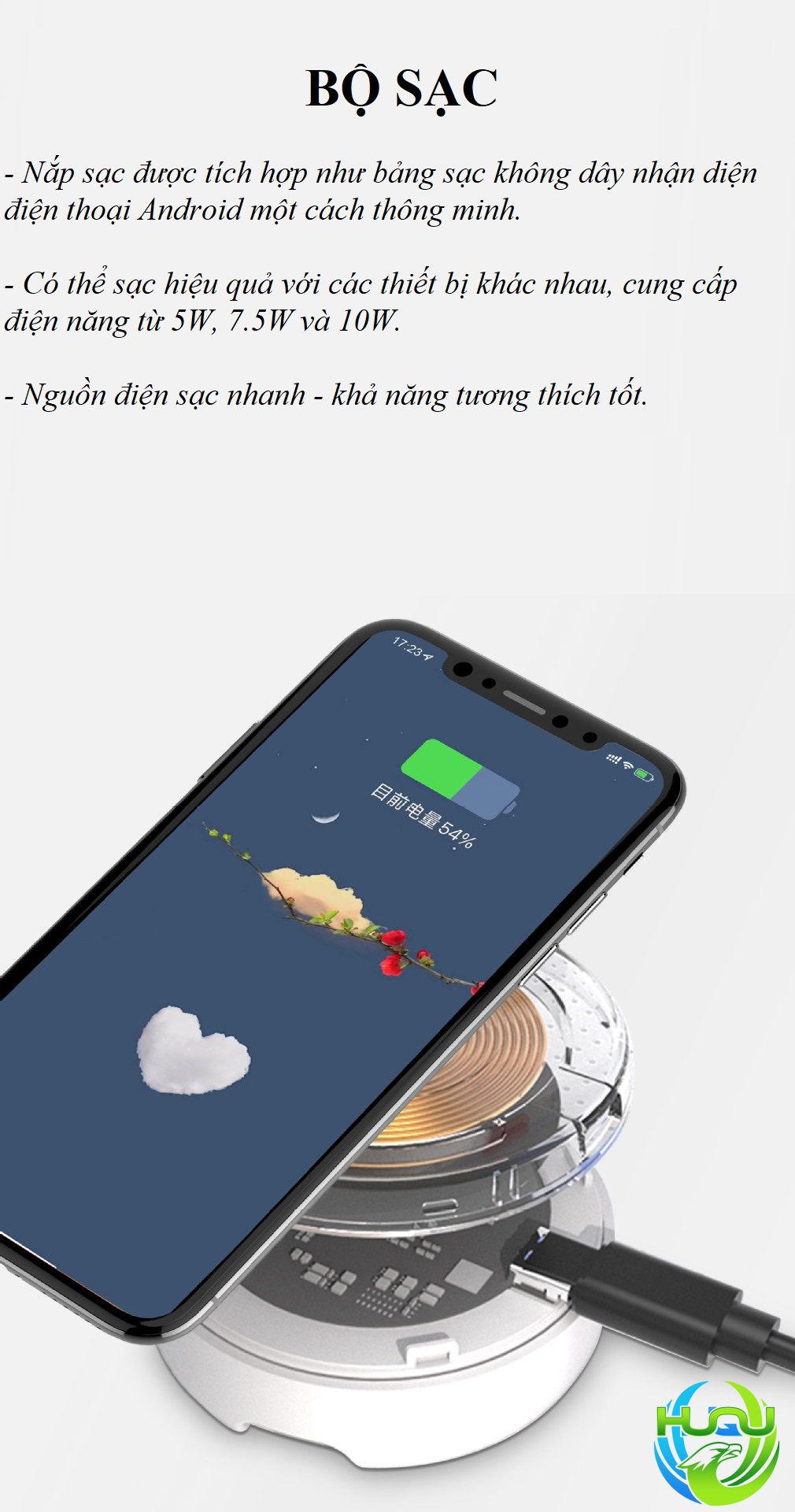 Tai Nghe Nhét Tai Đa Năng HuQu HQ-ProX6 Kiêm Sạc Không Dây Cho Điện Thoại Di Động -Hàng Chính Hãng
