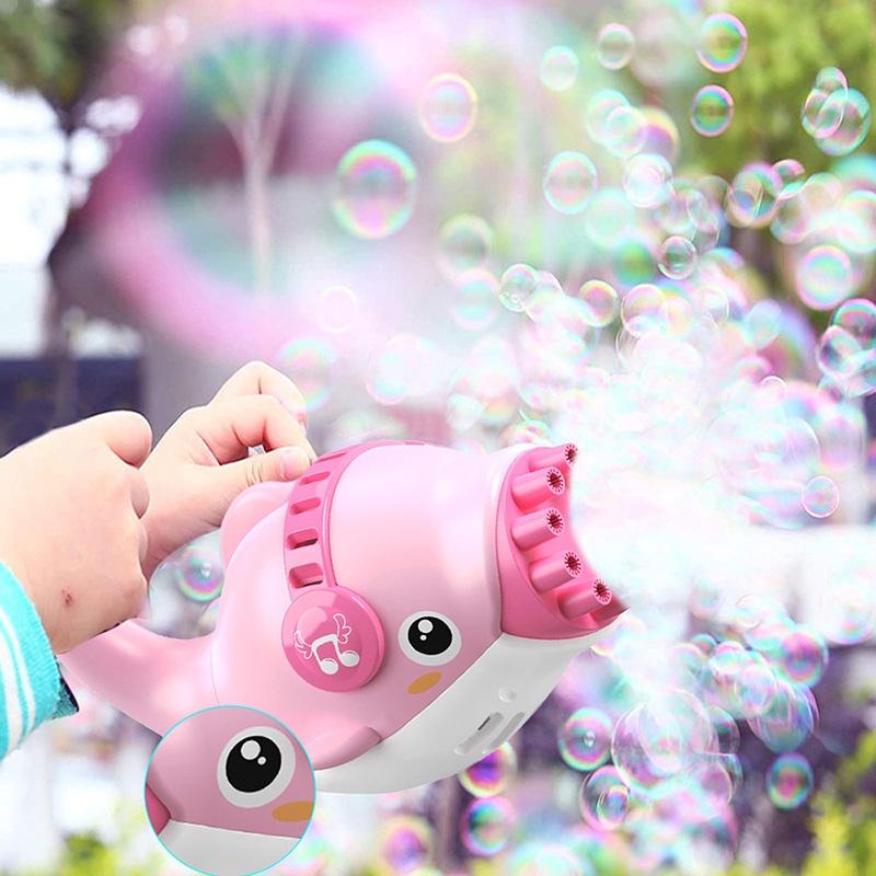 Máy Thổi Bong Bóng Xà Phòng Tự Động Hình Cá Heo Dễ Thương Cho Bé