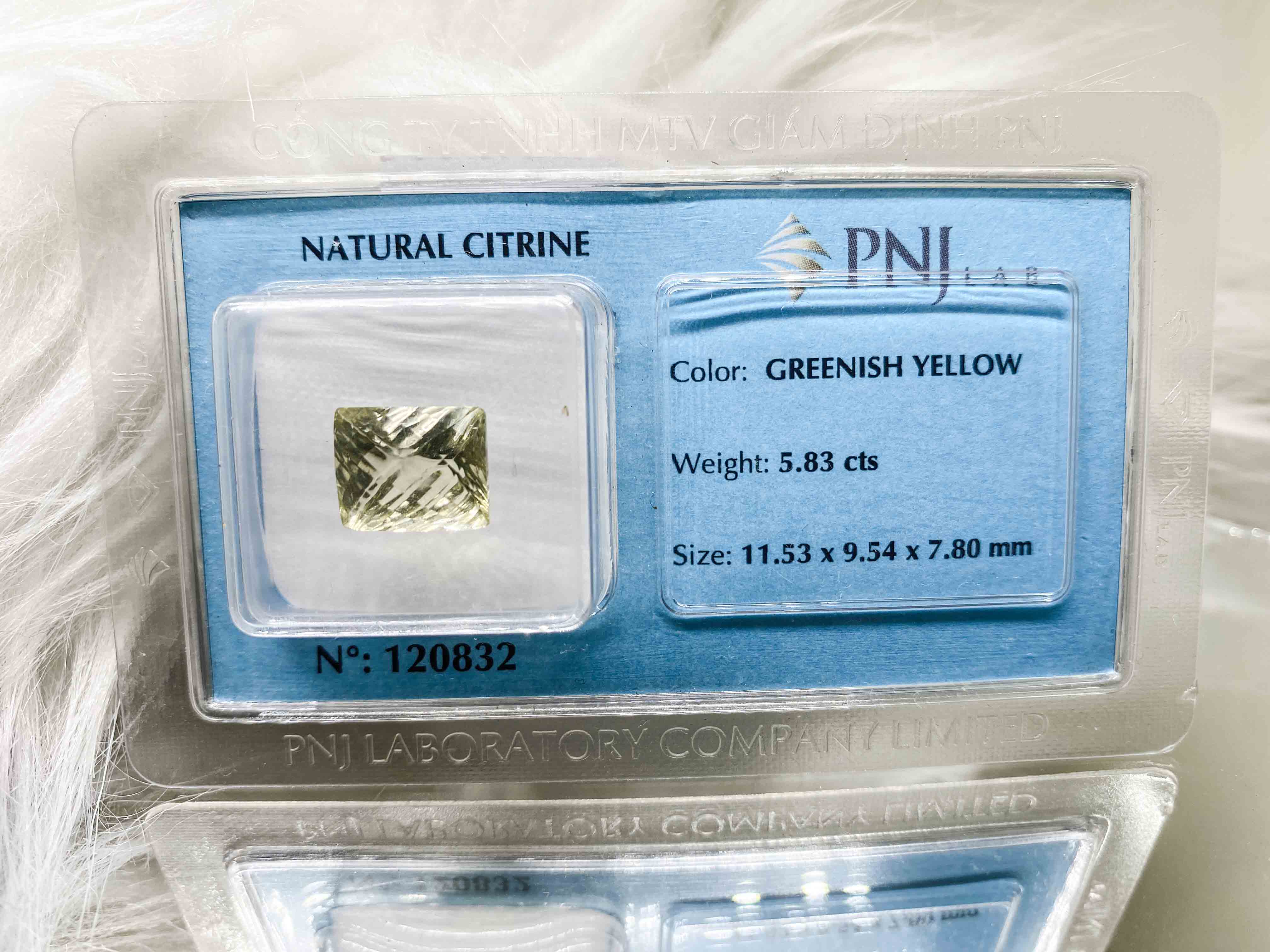 Viên citrine thạch anh vàng chanh chữ nhật giác lưới 5.83ct 120832