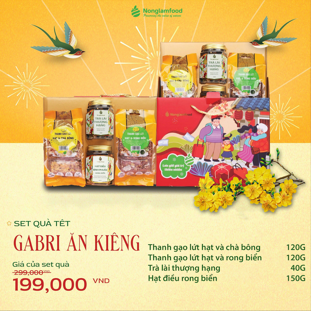 [BỘ QUÀ TẾT 2025] Set quà tặng GABRI ăn kiêng Nonglamfood | Quà tặng ý nghĩa cao cấp cho người thân