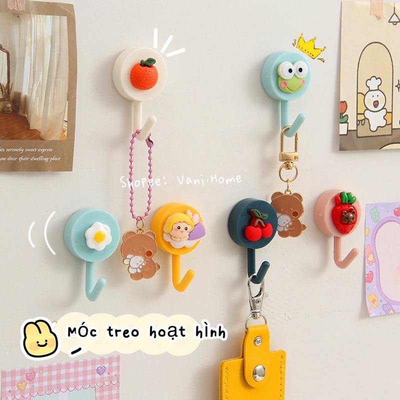 Móc dán tường TRÒN hoạ tiết hoạt hình trái cây 3d dễ thương - Móc treo tường đa năng, treo chìa khoá phụ kiện siêu dính