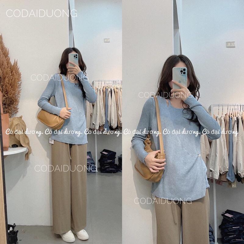 Áo len cúc lệch