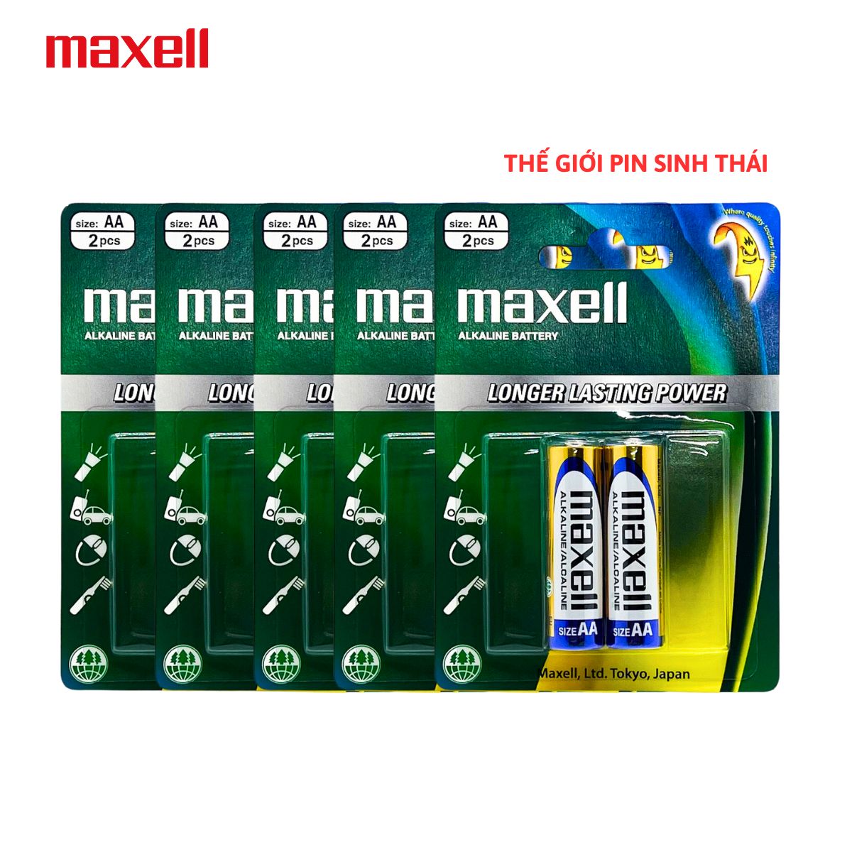 5 Vỉ Pin AA , Pin AAA Maxell Alkaline 1,5V Siêu Bền , Không chảy nước