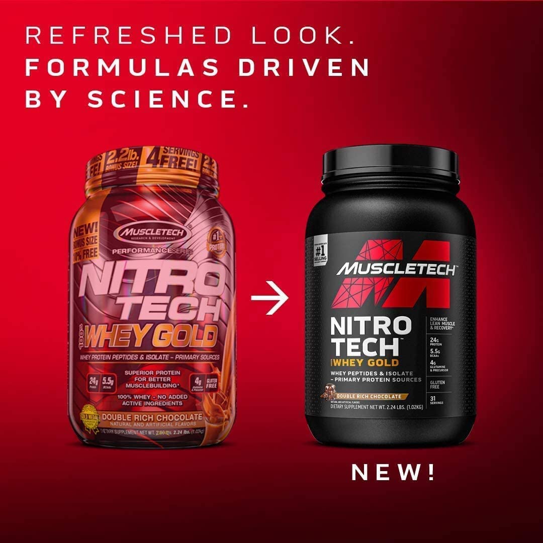 MuscleTech Nitro-Tech Whey Gold 5.5Lbs (76Liều) Whey Isolate Tăng Cơ Giảm Mỡ, 24g Protein, 5.5g BCAA