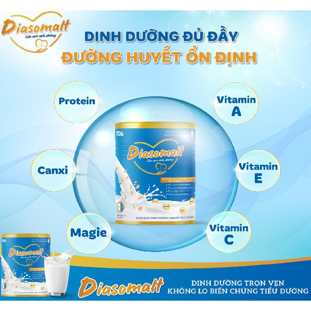 [Date mới] Sữa non tiểu đường Diasomalt 850g - Dinh dưỡng cho người tiểu đường - Ổn định đường huyết