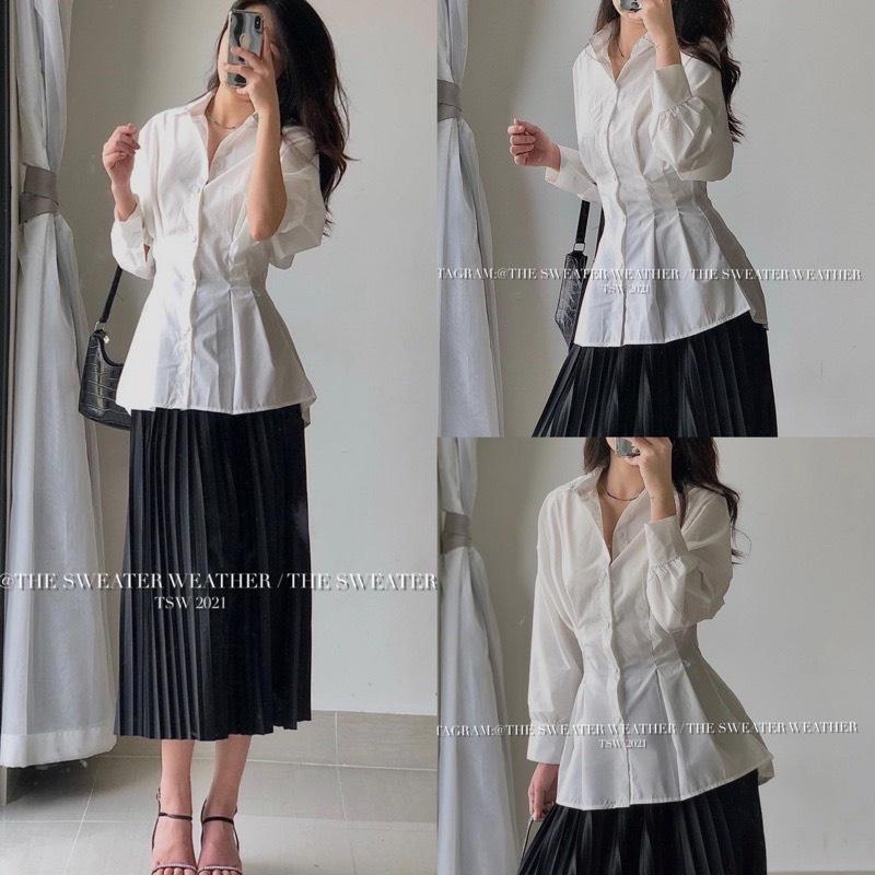 ÁO SƠ MI CHIẾT EO TÔN DÁNG ÁO SƠ MI TRẮNG KHÔNG NHĂN