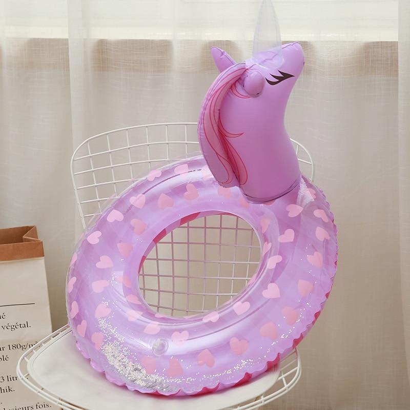 Kỳ lân công chúa ngựa Vòng bơi bơm hơi Trẻ em Vòng nổi Bơi vòng tròn Bãi biển Đồ chơi bên bãi biển