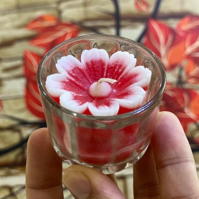 Hộp nến 6 ly nhiều màu - nến ly hoa hồng hoa cúc - cốc nến trang trí cao cấp candle shop