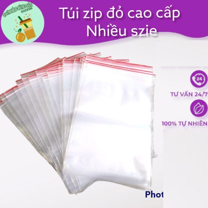 Túi zipper chỉ Đỏ PE loại trong suôt dùng đựng thực phẩm, đồ trữ đông kín khí giữ thực phẩm -1kg