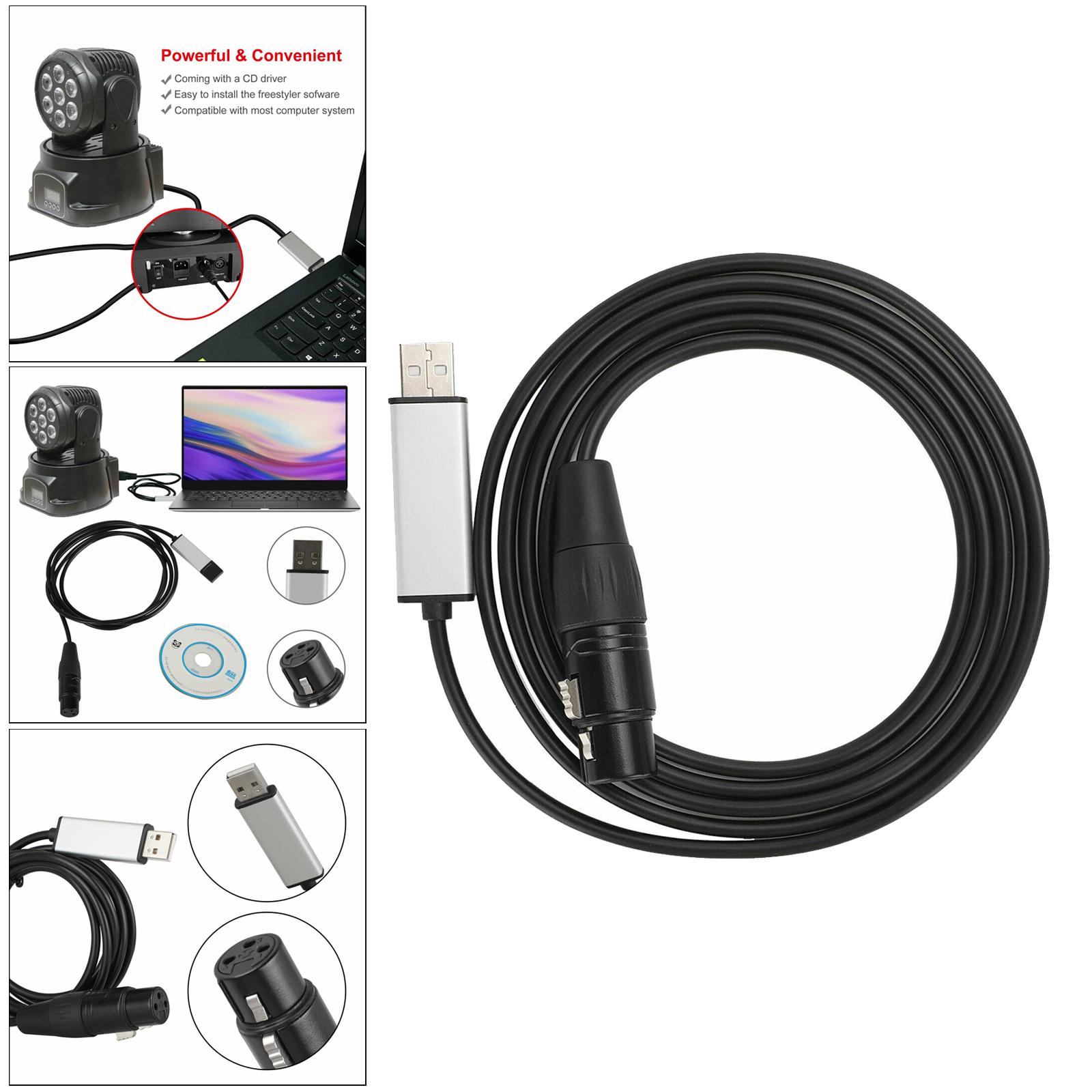 USB to RS485 XLR Female DMX512 XLR Computer PC Stage Studio Cable 1.8m