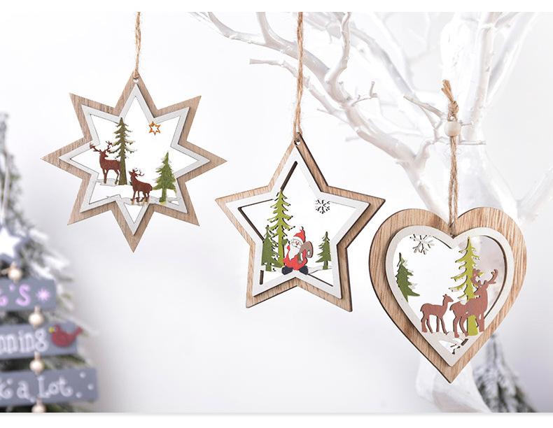 6pcs đồ trang trí Giáng sinh Giáng sinh treo đồ trang trí đồ trang trí bằng gỗ để trang trí bữa tiệc ngày lễ