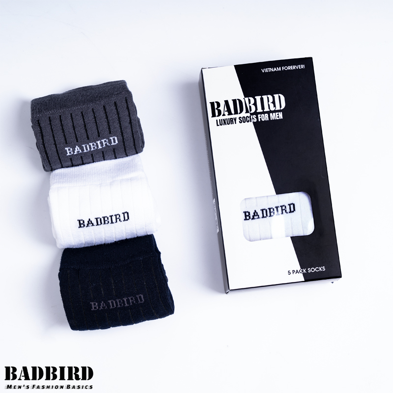 SET 10 Đôi Tất Nam, Vớ Nam Sợi Tre Cao Cấp BADBIRD, kháng khuẩn, ngăn mùi, tất nam cổ trung freesize, Thương hiệu Việt