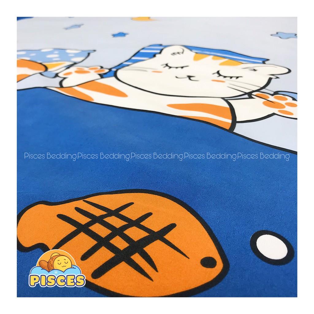 Bộ Chăn Ga Gối Cotton Poly Mèo Vàng Ngôi Sao