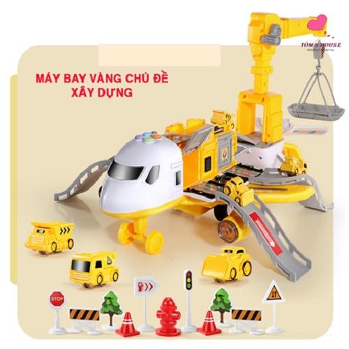 Đồ Chơi Máy Bay Biến Hình Phát Nhạc Chạy Đà Cỡ Lớn Kèm Nhiều Ô Tô Cho Bé