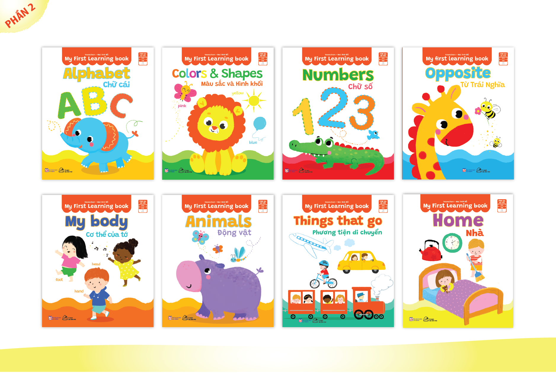 Bộ 8 cuốn - Sách bìa bồi song ngữ My First Learning Book