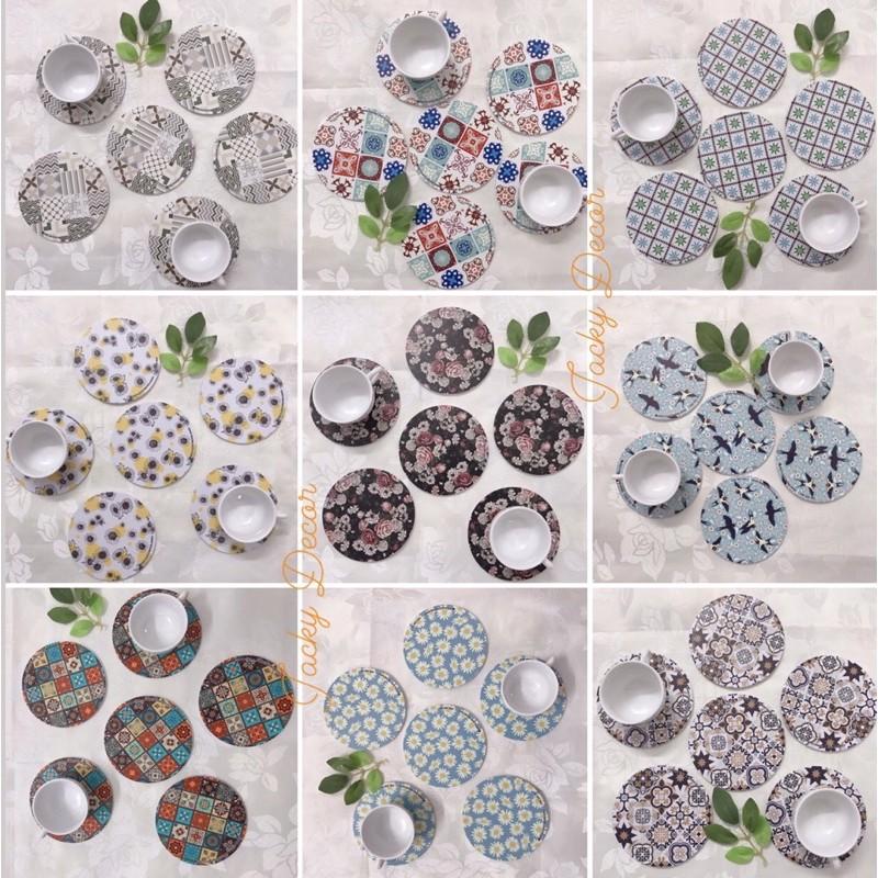 Miếng LÓT CỐC hoạ tiết Vintage, CHỐNG THẤM NƯỚC, SIÊU BỀN - Hàng Đẹp