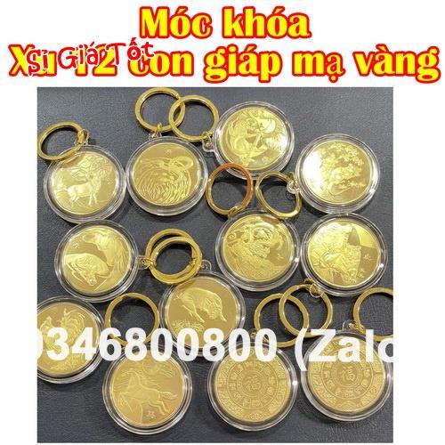 Móc Khóa Đồng Xu 12 Con Giáp Mạ Vàng Treo Oto, Xe Máy Phong Thủy