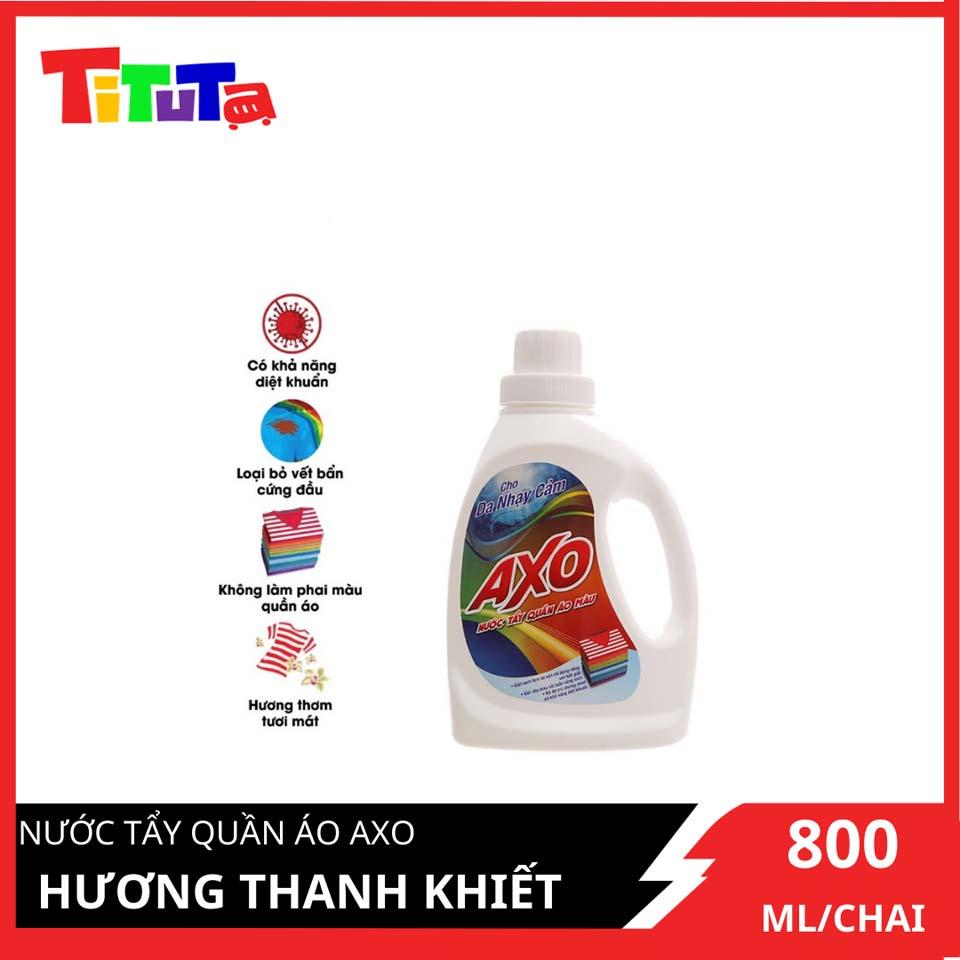 Nước Tẩy Quần Áo Màu Axo Trắng Hương Thanh Khiết Dành Cho Da Nhạy Cảm Chai 800ml