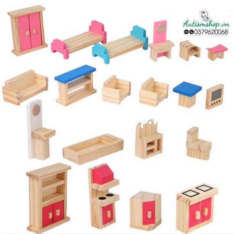 Set 5 bộ đồ gỗ nội thất gia đình montessori