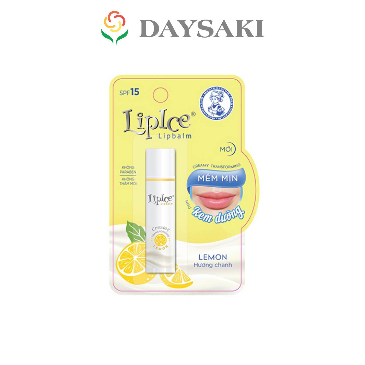 LipIce Son Dưỡng Không Màu Chuyển Kem Mịn Hương Chanh SPF15 Lipbalm Creamy Lemon 4.3g