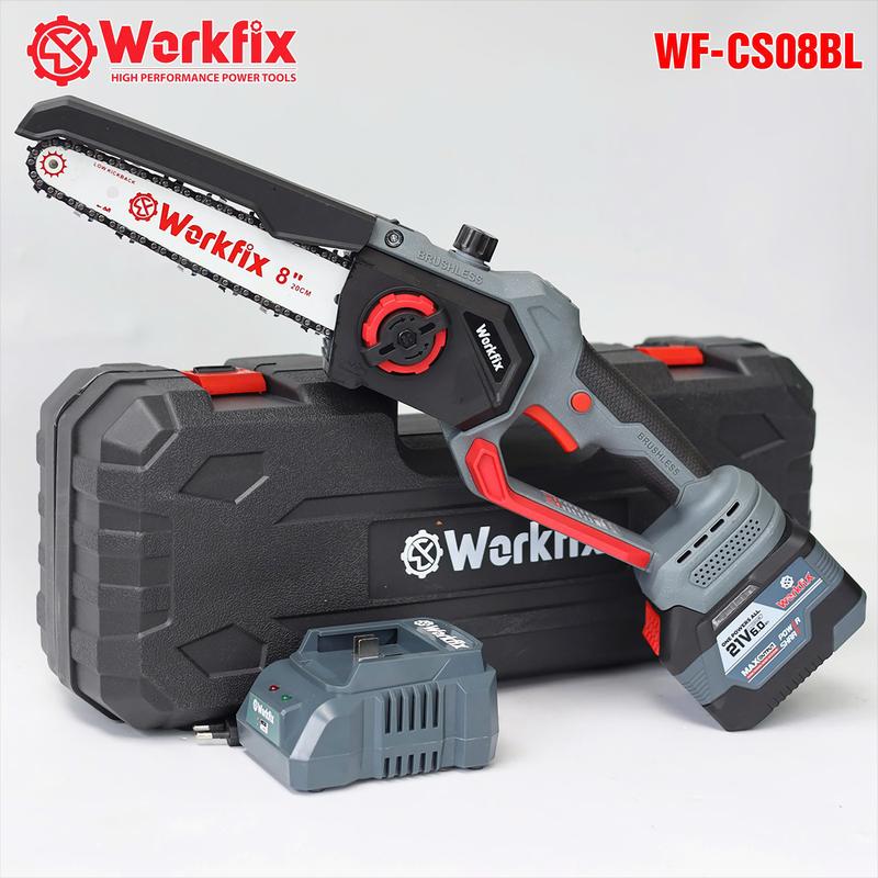 [Có Tự Động Tra Nhớt] Máy Cưa Pin 8 Inch Workfix Cầm Tay - WF-CS08BL - Tốc Độ Cưa 4m/s - Không Chổi Than Cao Cấp - Chân Pin Phổ Thông Pin 15 Cell 21V/6Ah - Bao Hanh Chinh Hag