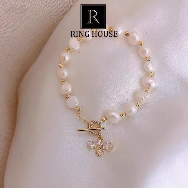 B001 Vòng Tay Lắc Tay Nữ Thiết Kế Hàn Quốc Hạt Trai Xinh Đẹp Sang Dễ Thương Mạ Bạc Ring House