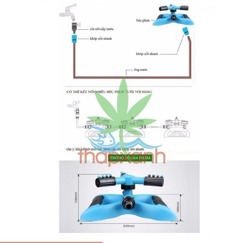 Vòi phun nước tưới cây tự động 3 trục xoay 360° 206798