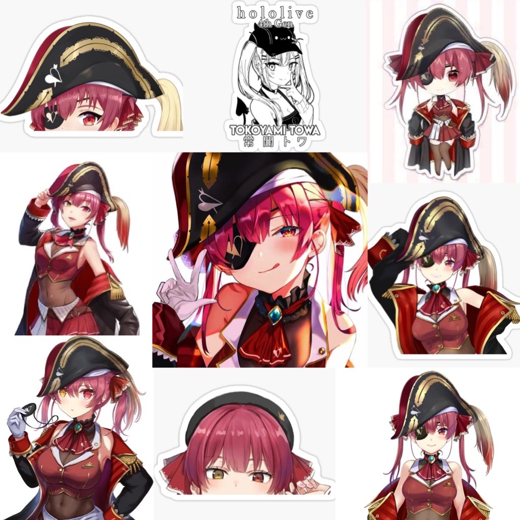 Ảnh Sticker Vtuber Houshou marine Hololive 30-60 cái ép lụa khác nhau/ hình dán Houshou marine