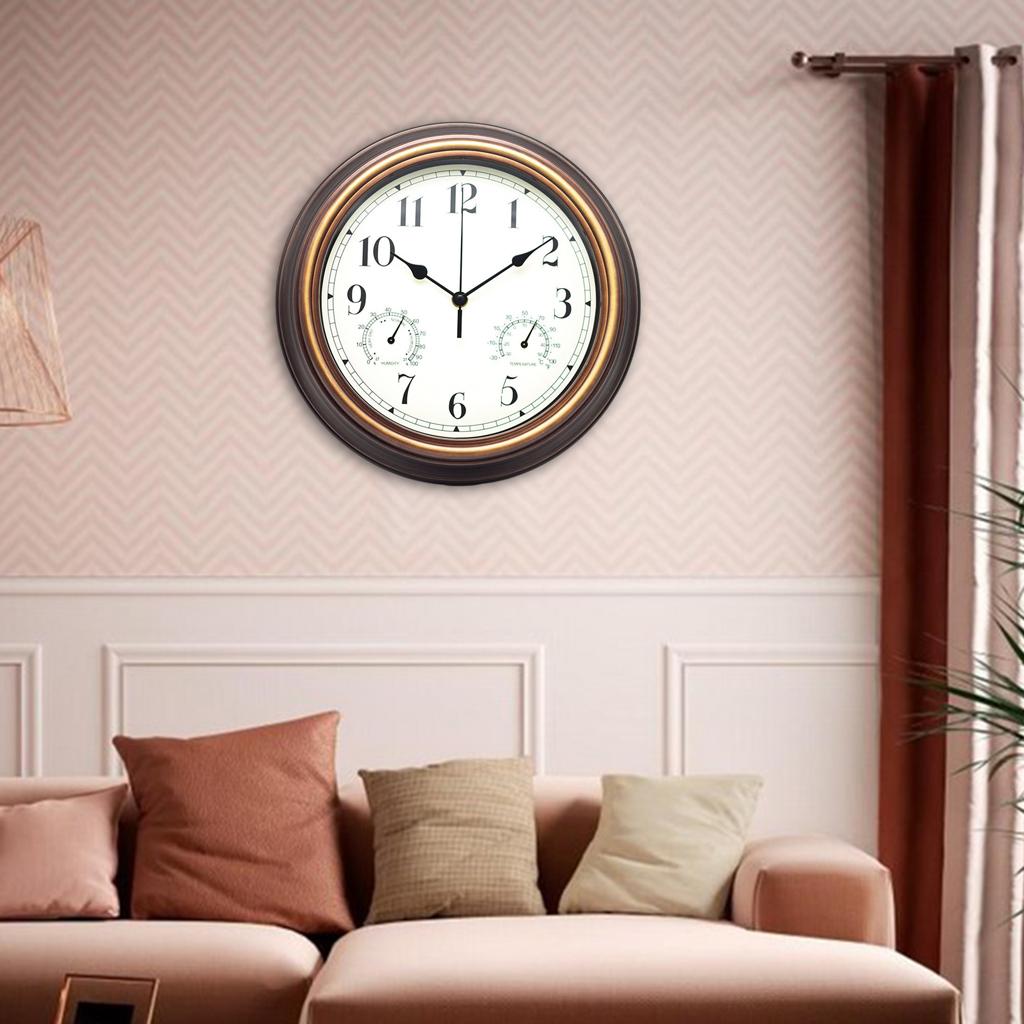 Wall Clock with Temperature and Humidity Home Bedroom Decor