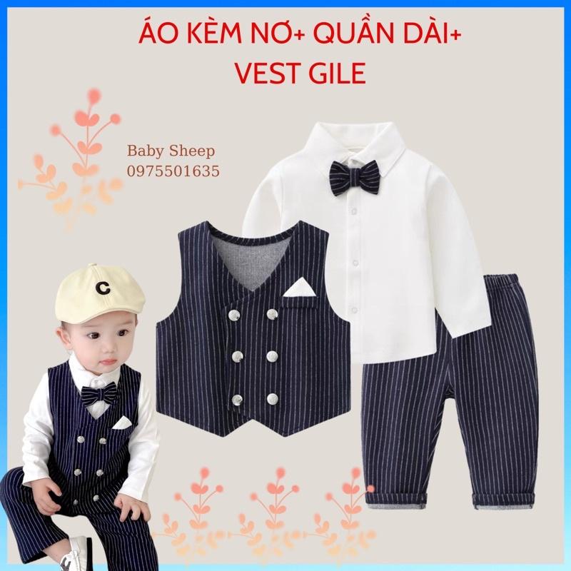 Set bộ vest công tử 3 chi tiết vest rời đầy tháng/thôi nôi bé trai 4-14kg HÀNG CAO CẤP LOẠI 1