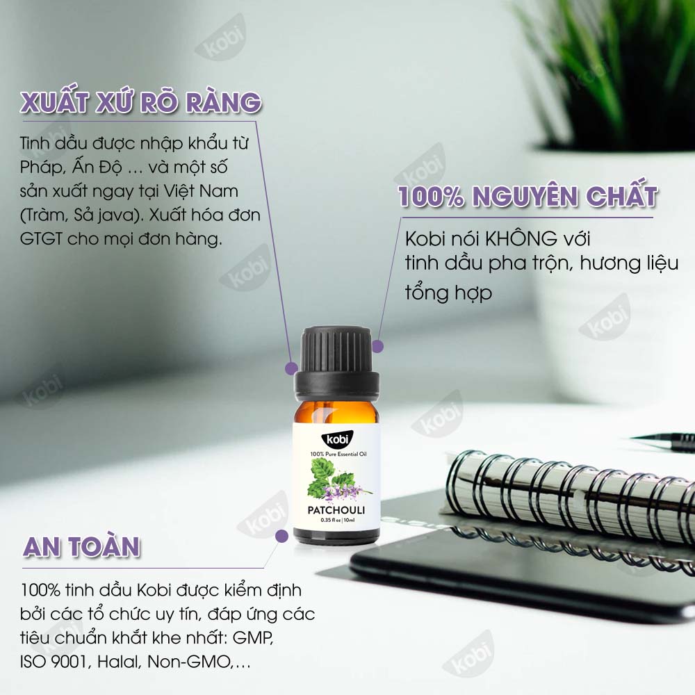 Tinh dầu Hoắc Hương Kobi Patchouli essential oil giúp tăng hưng phấn, khử trùng hiệu quả