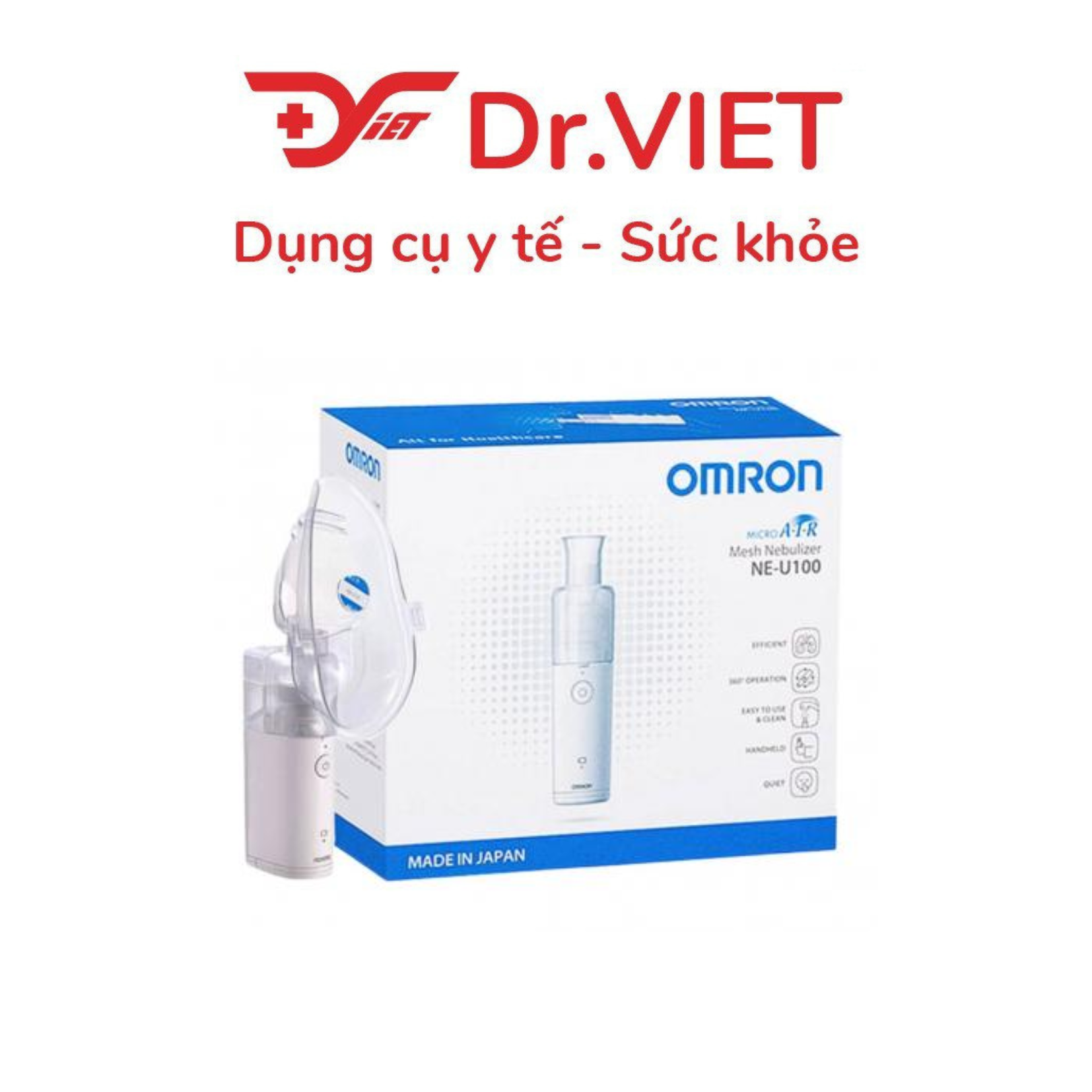 Máy xông mũi họng lưới rung siêu âm Omron NE-U100 Chính hãng - Lưới hợp kim kết hợp với máy rung Titan nâng cao hiệu quả