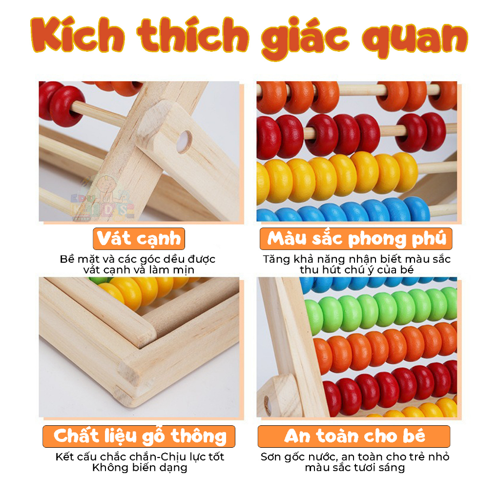 Đồ Chơi Giáo Dục Bàn Tính Toán Học Thông Minh Tặng Kèm 100 Thẻ Số 100 Que Tính Nhiều Màu