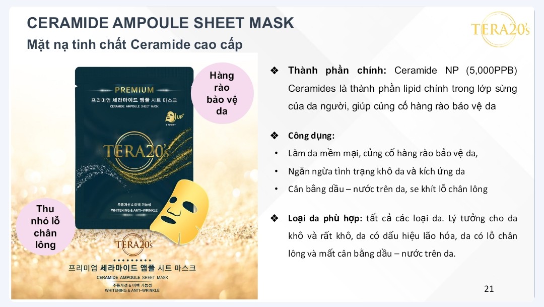Combo 2 mặt nạ tinh chất Ampoule TERA20's cao cấp cấp ẩm cho da