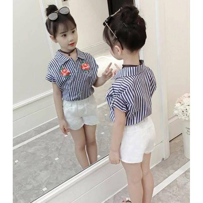 SÉT ÁO SƠ MI THÊU HOA PHỐI QUẦN SHORT