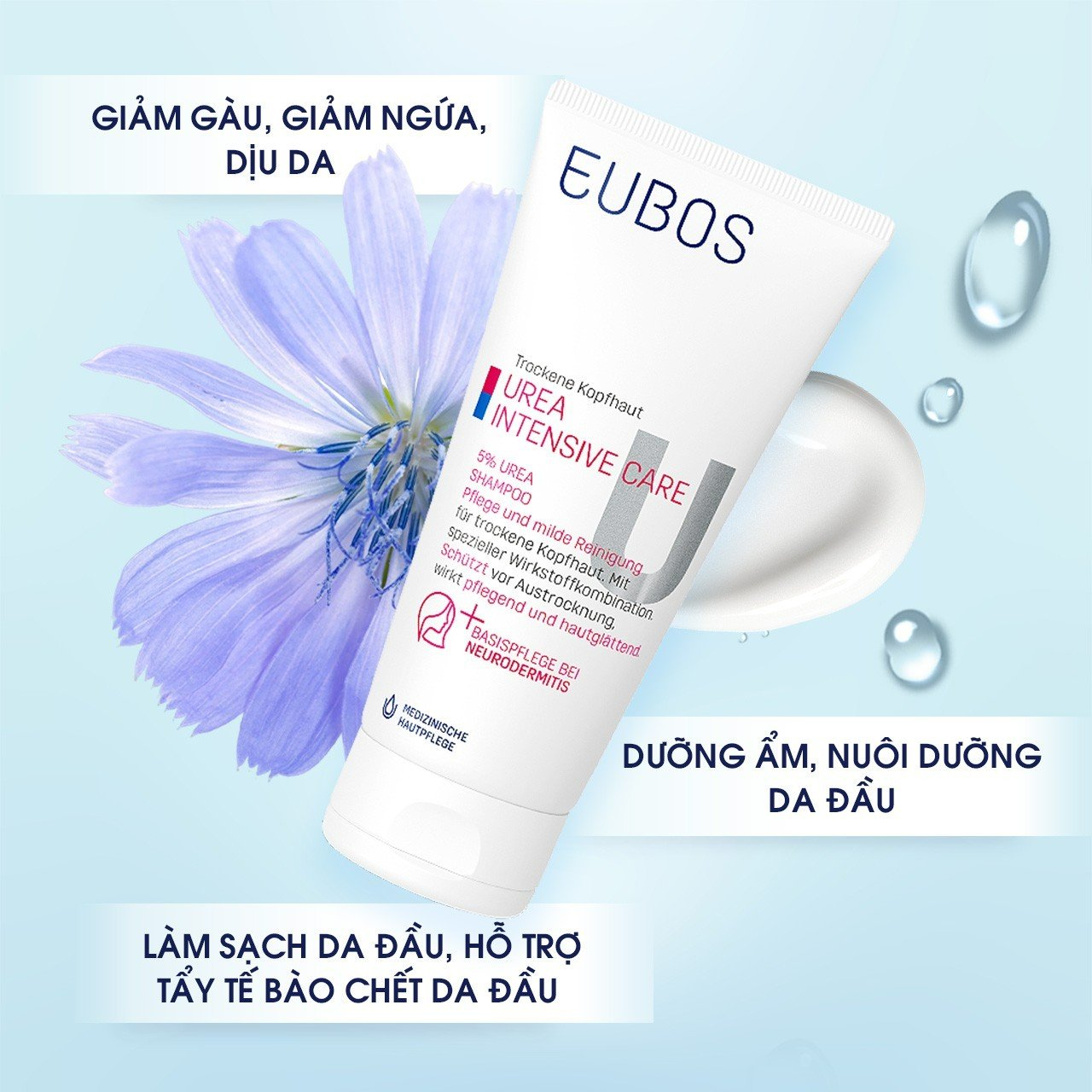 Dầu Gội Cho Da Khô Vẩy Nến, Nấm Eubos Urea 5% Shampoo (200ml)