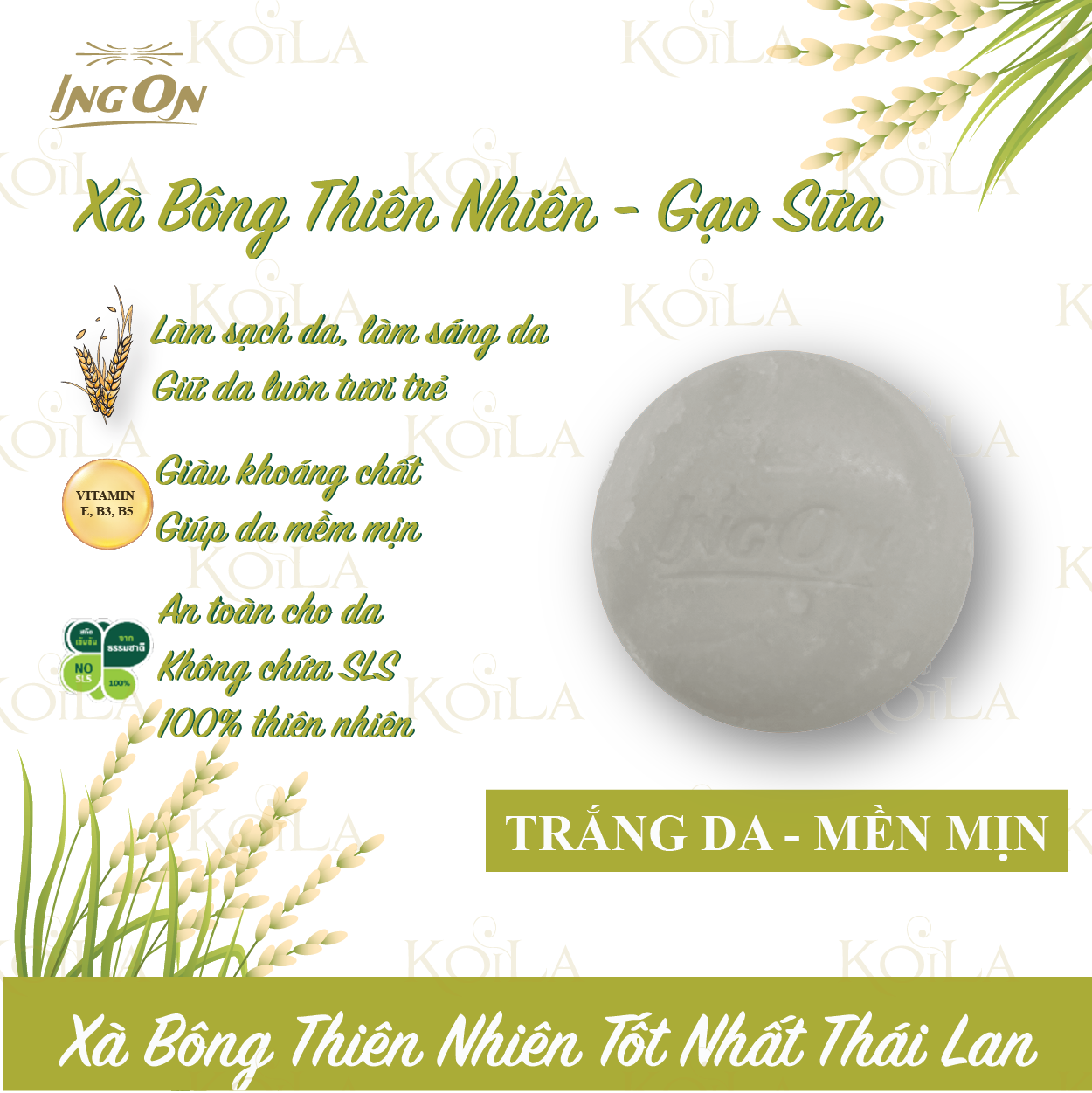 Xà Bông thảo mộc Ing On Herbal Thái Lan - Dưỡng ẩm, khử mùi, trắng da