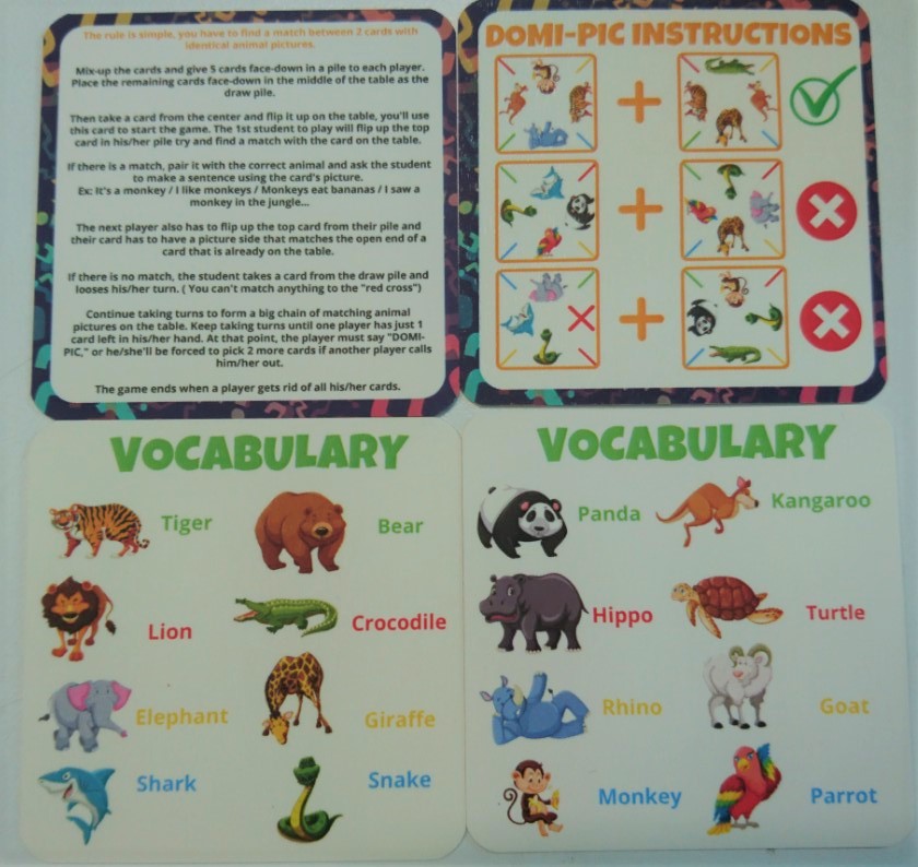 Domipic games - Boardgames for speaking practice - Trò chơi nhận biết từ và hình ảnh giống nhau, luyện nói tiếng Anh