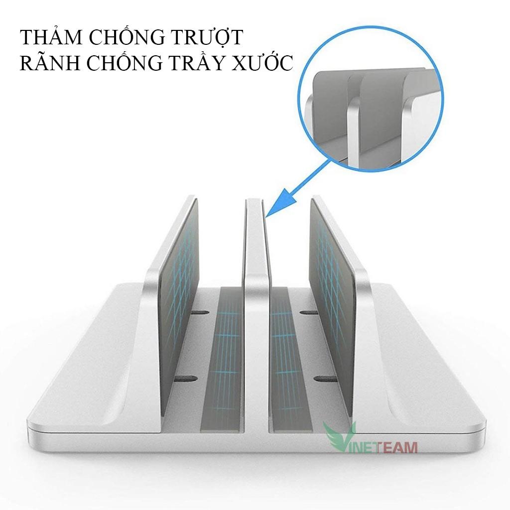 Giá đỡ đế kẹp Laptop Macbook máy tính bảng Ipad Surface dạng đứng bằng nhôm nguyên khối