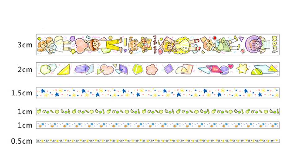 Hộp Washi Tape 6 Cuộn Băng Keo Giấy Trang Trí Sổ Lưu Niệm Họa Tiết Cartoon dễ thương