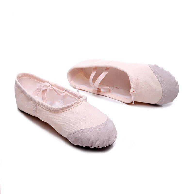 Giày múa ballet vải canvas, mũi bọc da cho TRẺ EM (Size 25-34)