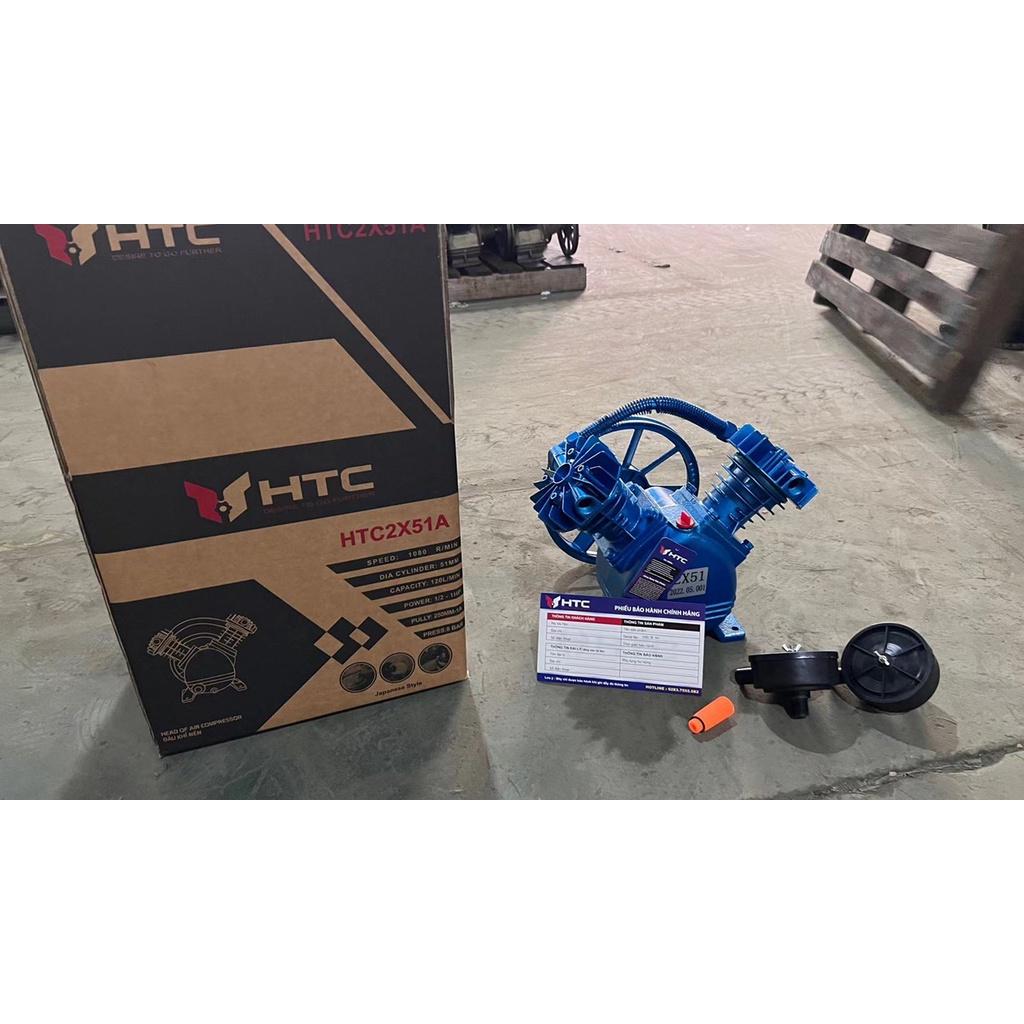 [Freeship]Đầu nén khí loại 2 Piston 51mm màu xanh Puma,Công suất 1/2HP -1HP, hiệu HTC HTC2X51A