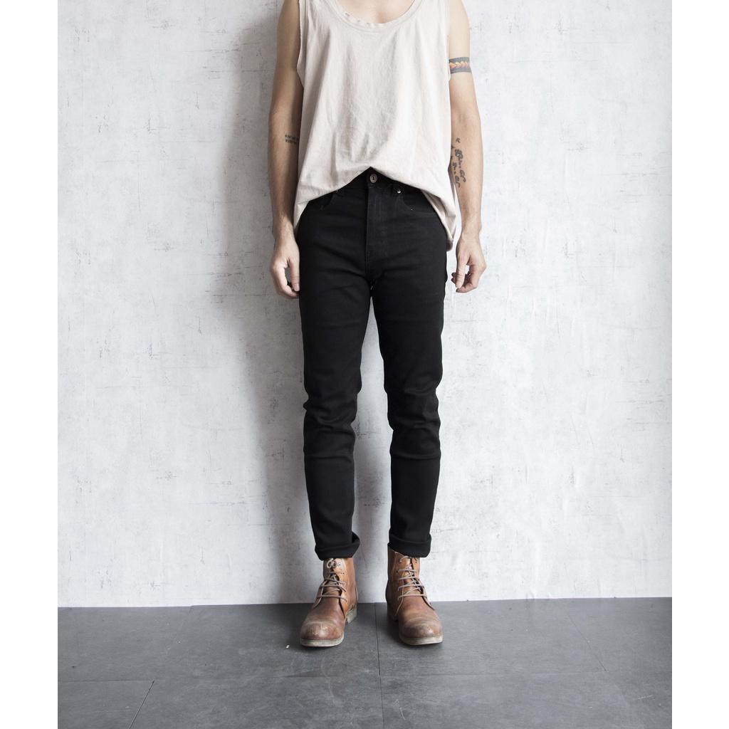 Quần jean nam màu đen cao cấp chất co giãn không phai màu from slimfit thương hiệu LAB - QJLAB10401